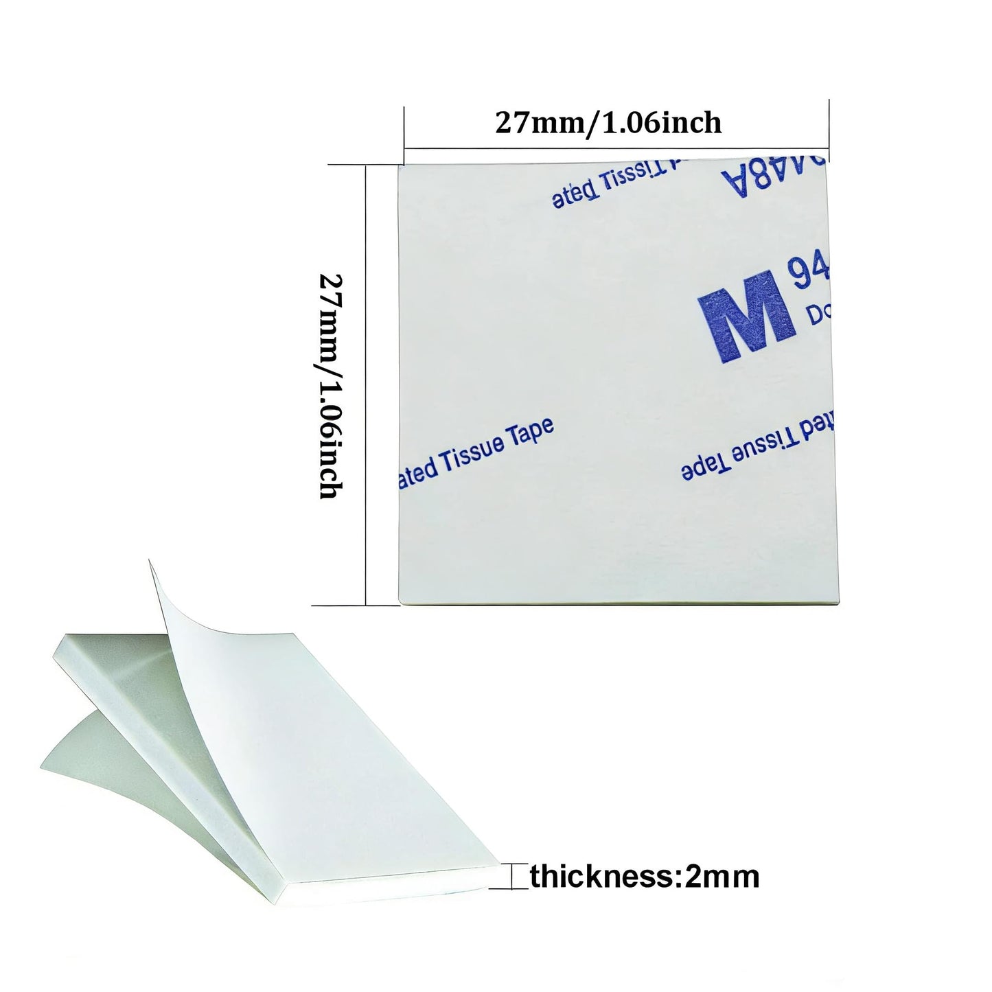 Yeecheng 200Pcs Square Double Sided Foam Tape,27x27mm Strong Adhesive Heavy Duty Mounting Stickers for Photo Albums, Hooks, Mirrors, Bookcases.