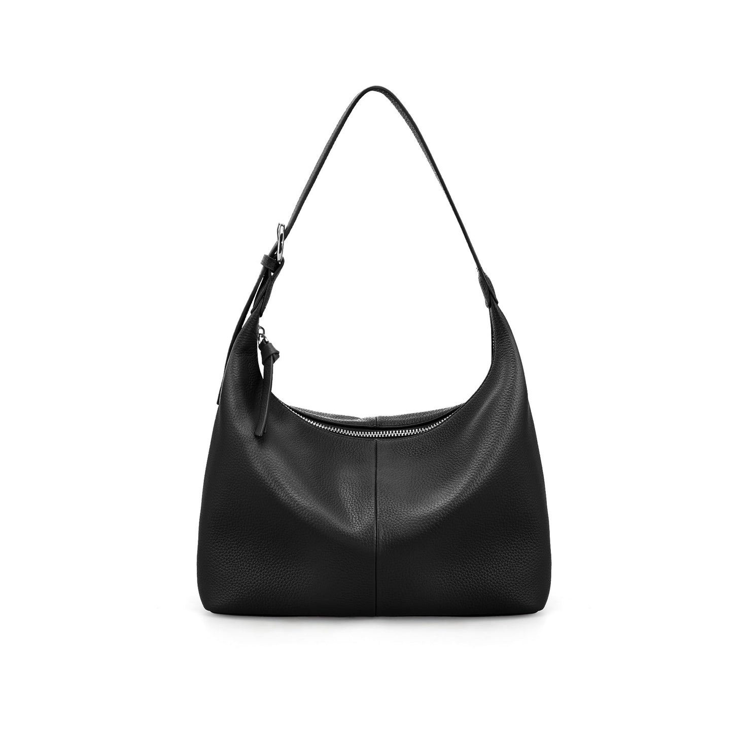 befen Genuine Leather Slouchy Hobo Purses for Women, Ultra Lightweight Shoulder Purse, Real Top Grain Leather Handbags Women's Black Shoulder Bag Satchel for Shopping, Travel Casual