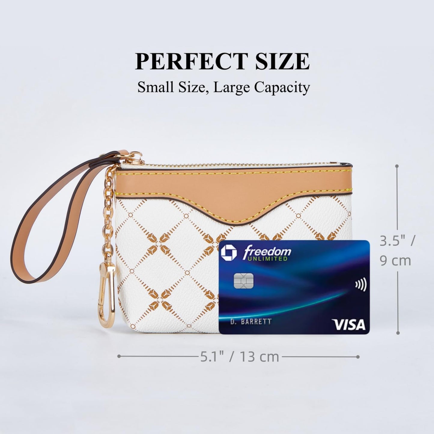LARENNT Leather Coin Purse with Key Chain - Small Change Pouch Card Holder Keychain Wallet for Women (White)