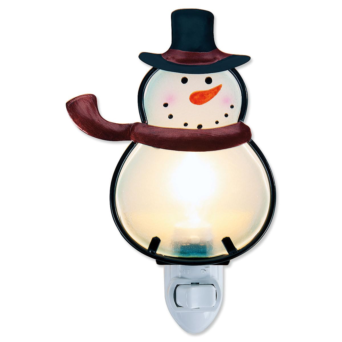 Current Christmas Night Light - Snowman Christmas Night Light Plug Into Wall, 6" Stained Glass, Holiday Decorations, Winter Home Décor
