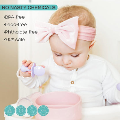 Grabease Baby & Toddler Spoons - Silverware, Utensils, BPA-Free & Phthalate-Free - 1 Set, Mint Baby Spoons - Toddler Utensils 1 Year Old