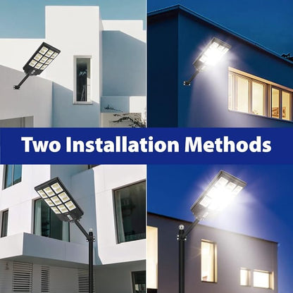 4200W Solar Street Lights Outdoor Motion Sensor, Dusk to Dawn Solar Flood Lights Super Bright 7000K Security Lights IP66 Waterproof Solar Powered for Parking Lot, Street, Yard(2 Pack)