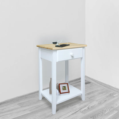Casual Home Owl Night Stand with USB Port Charging Station and Drawer, 17.5" W x 14.25" D x 24.5" H, Natural Gray