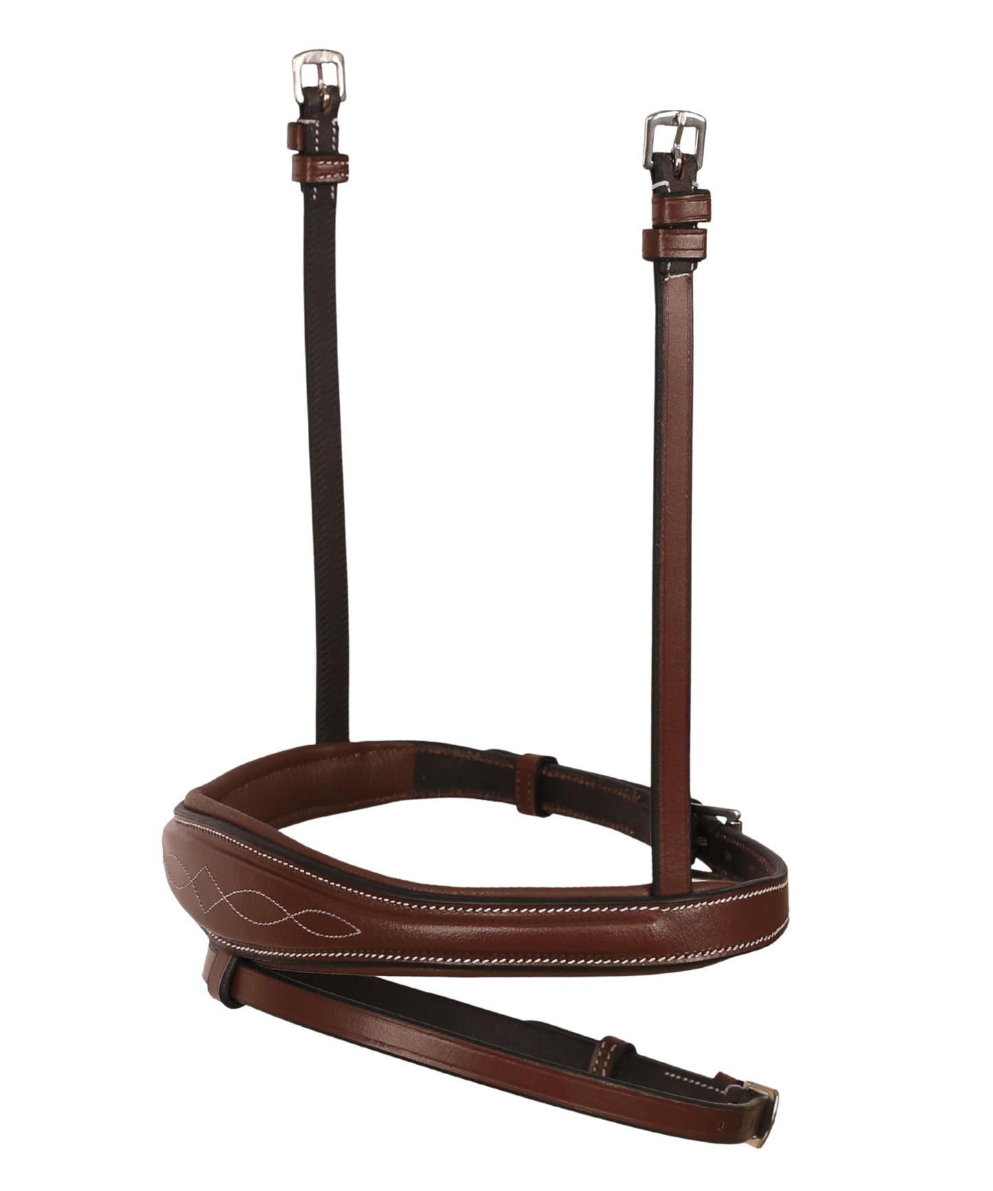 Exion Horse English Jumping Flash Bridle with Ergonomic Crownpiece, Soft Padded Anatomical Snaffle Noseband & Rubber Reins | Royal English Bridle (Oak Brown, Over)