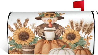 DADABULIU Mailbox Covers Thanksgiving Turkey Pumpkin Fall Magnetic Letter Post Box Cover Standard Size 21 x 18 Inch Garden Yard Home Decorative