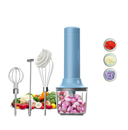 4-in-1 Electric Hand Mixer, Electric Whisk, Mini Onion Chopper 10Oz, Small Cordless Hand Blender, Milk Frother Wand for Coffee, Matcha, 4 Speed Rechargeable Food Processor for Baby Food Maker