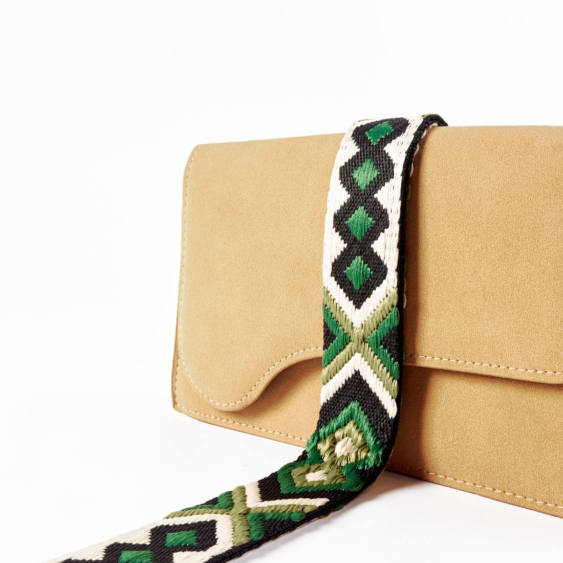 TANOSII Wide Purse Strap Adjustable Replacement Shoulder Crossbody Strap Handbag Strap Black Green Argyle