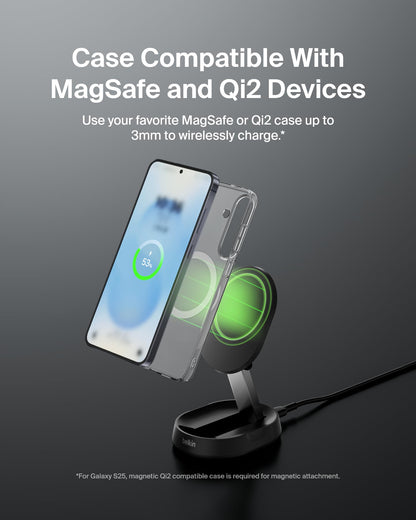 Belkin Magnetic Wireless Charging Pad 15W - MagSafe-Compatible Qi2-Certified Wireless Charging Station, iPhone Charger for Apple iPhone 16, 15, 14 Series, AirPods w/Non-Slip Base - Black (No PSU)