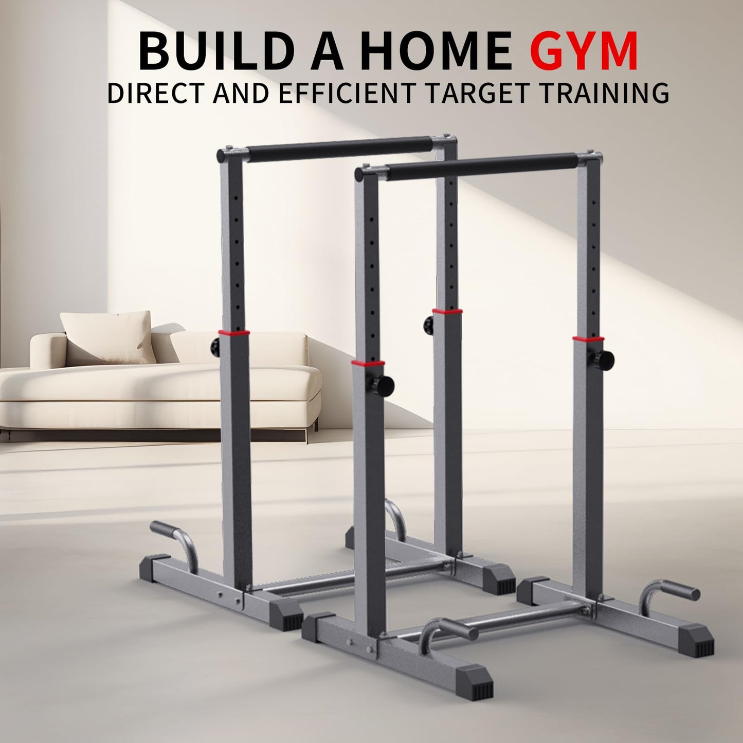 K KiNGKANG Dip Bar Station Set, 9 Level Adjustable, 1200lbs Heave Duty Dip Station for Full Body Workout Fitness,Functional Parallettes Bars