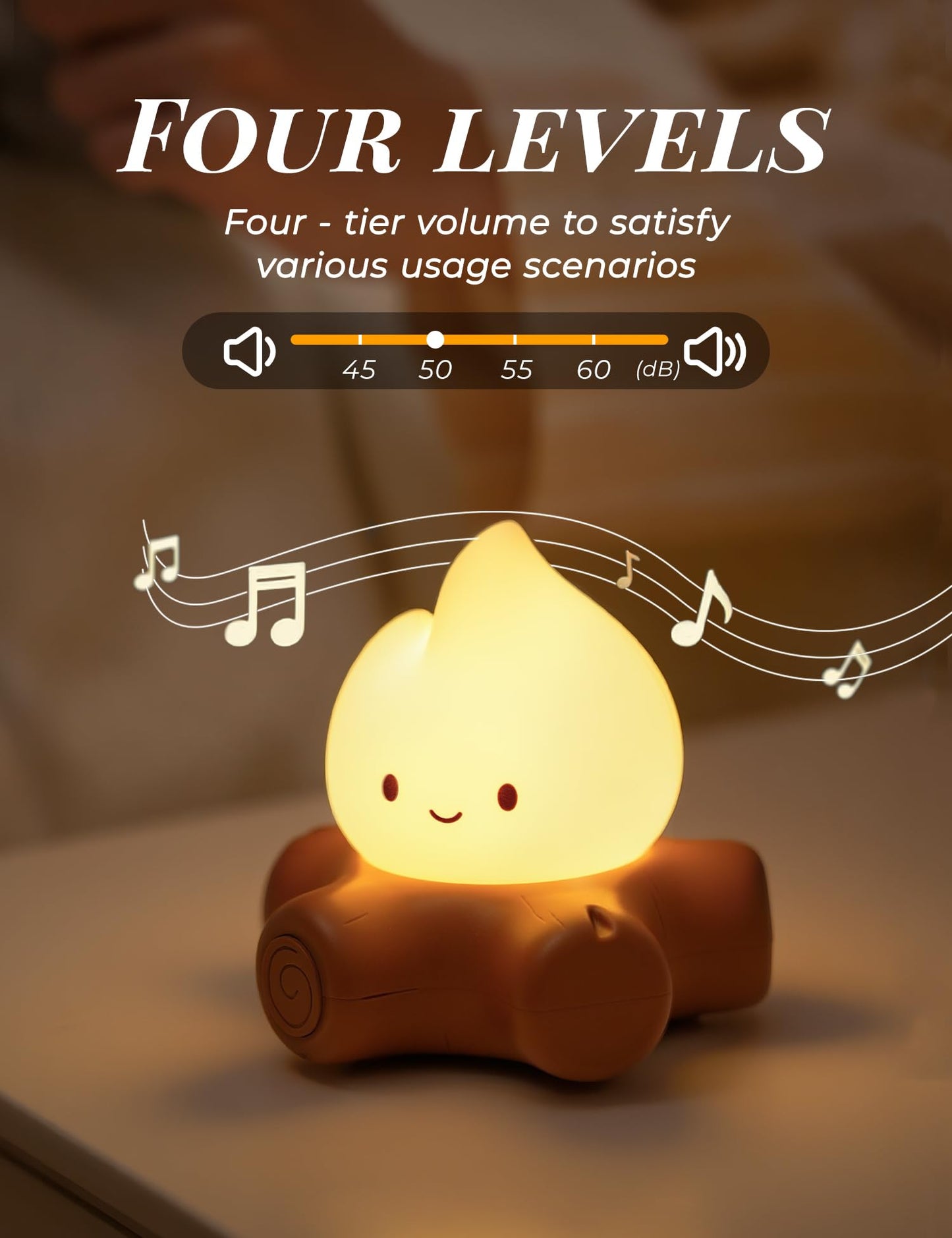 BANDIANCY 3pcs Cozy Campfire Nightlight Kits, Soothing Nature Sounds, White Noise Night Light for Baby Adult, Rechargeable, Cute Flame Lamp, Best Gift for Kids Bedrooms Camping Trips