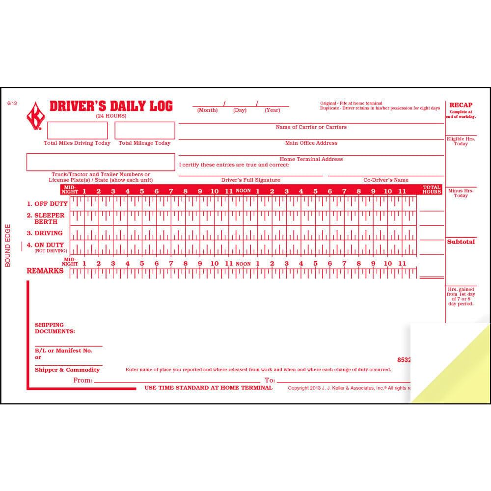 Driver Daily Log Book 10-pk. with Detailed Driver Vehicle Inspection Report & Simplified Recap - Book Format with 31 Sets, 2-Ply with Carbon, 8.5" x 5.5", J. J. Keller & Associates, Inc.