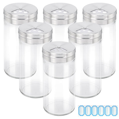 Segarty Spice Jars, 6 Pack 3 oz Spice Bottles with Shaker Lids, Glass Empty Storage Containers with Adjustable Stainless Steel Flow Top for Your Regularly Used Spices