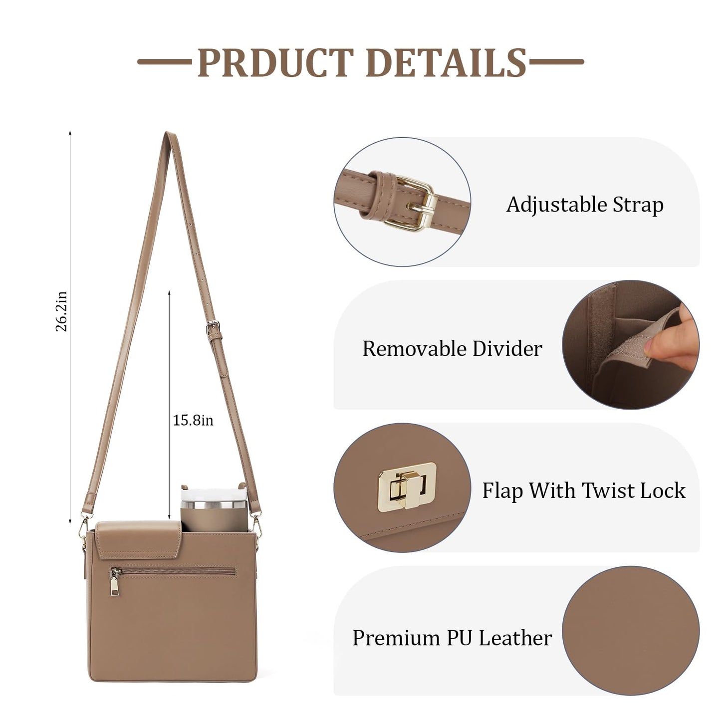 Stanley Purse Cup Holder Bag- Outdoor Portable Crossbody Bag for Stanley Cup Tumbler Purse
