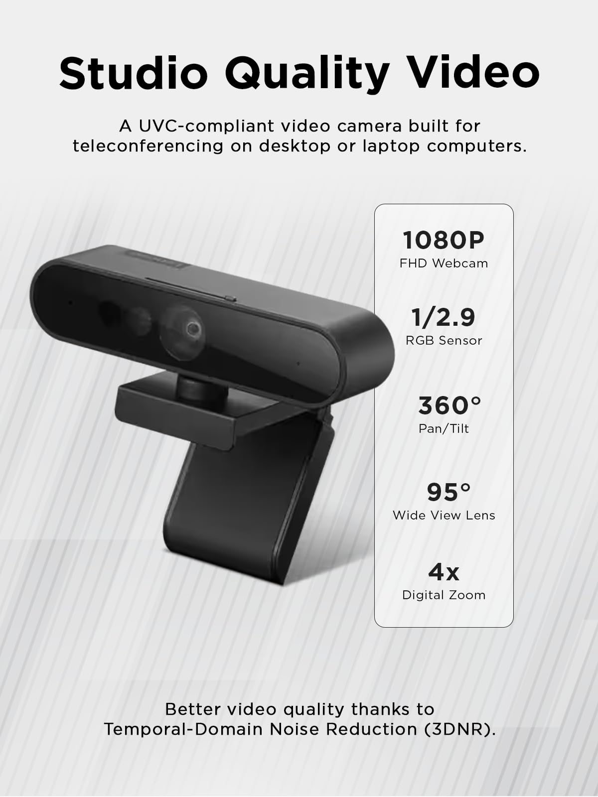 Lenovo Performance FHD 1080p Webcam USB-C,Log-on with Windows Hello, Dual Microphones, 95 Degree Lens and 4X Digital Zoom, Sliding Privacy Shutter, Black