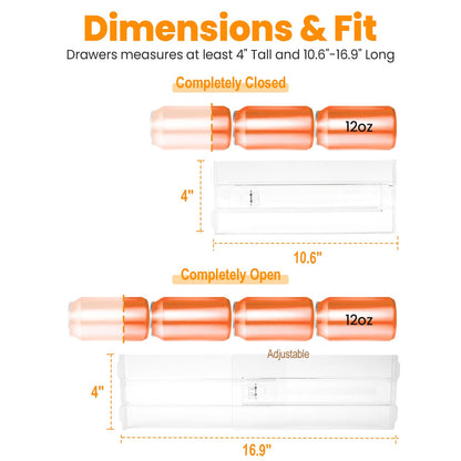 4 Pack Drawer Dividers for Clothes, 4" High 10.6"-16.9" Drawer Divider Adjustable Expandable Dresser Drawer Organizer, Clear Dresser Separators for Clothes, Underwear, Baby Clothes,Cosmetic,Toiletries