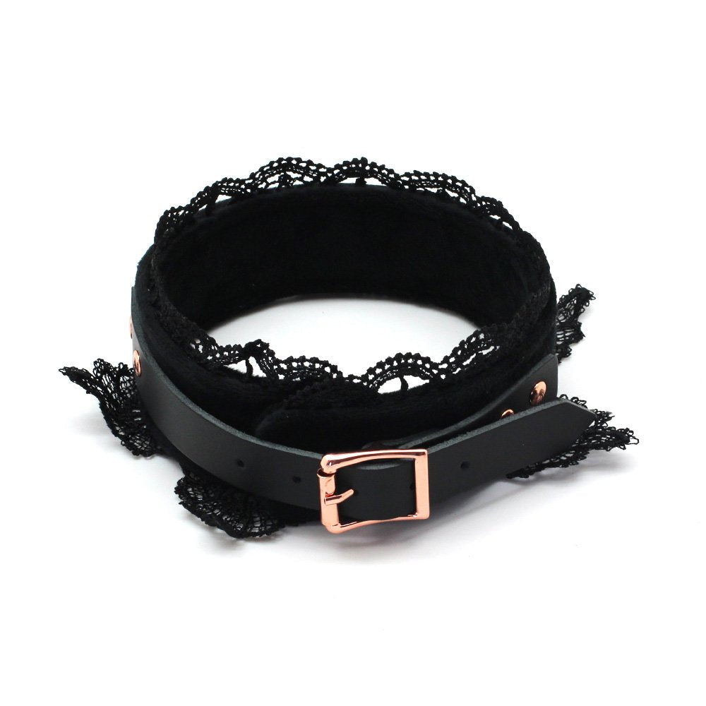Leather Choker Collar Black Lace Chokers Set for Men Women Girls