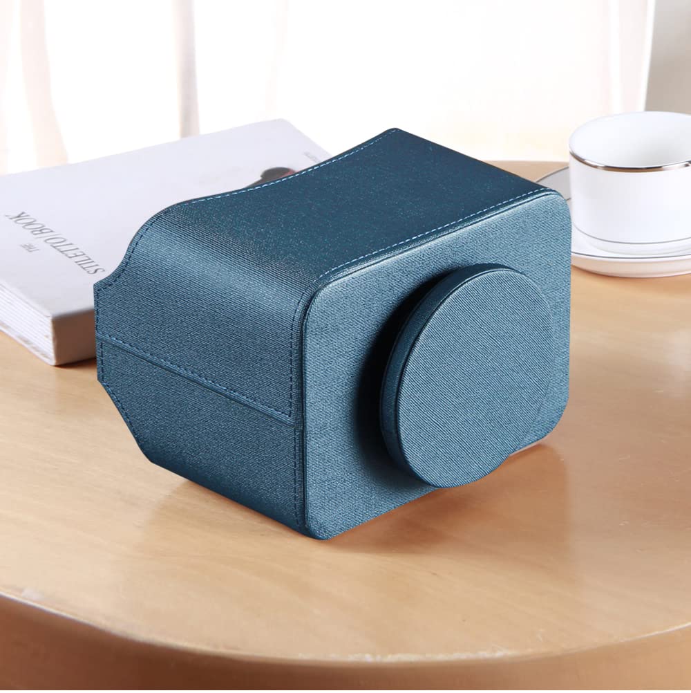 PUSU Remote Control Holder PU Leather 360 Degrees Rotatable Desktop Supply Organizer Storage Box for Controllers Media Stationery Nightstand TV Caddy E-reader iPad Phone Pen/Pencil Cosmetic