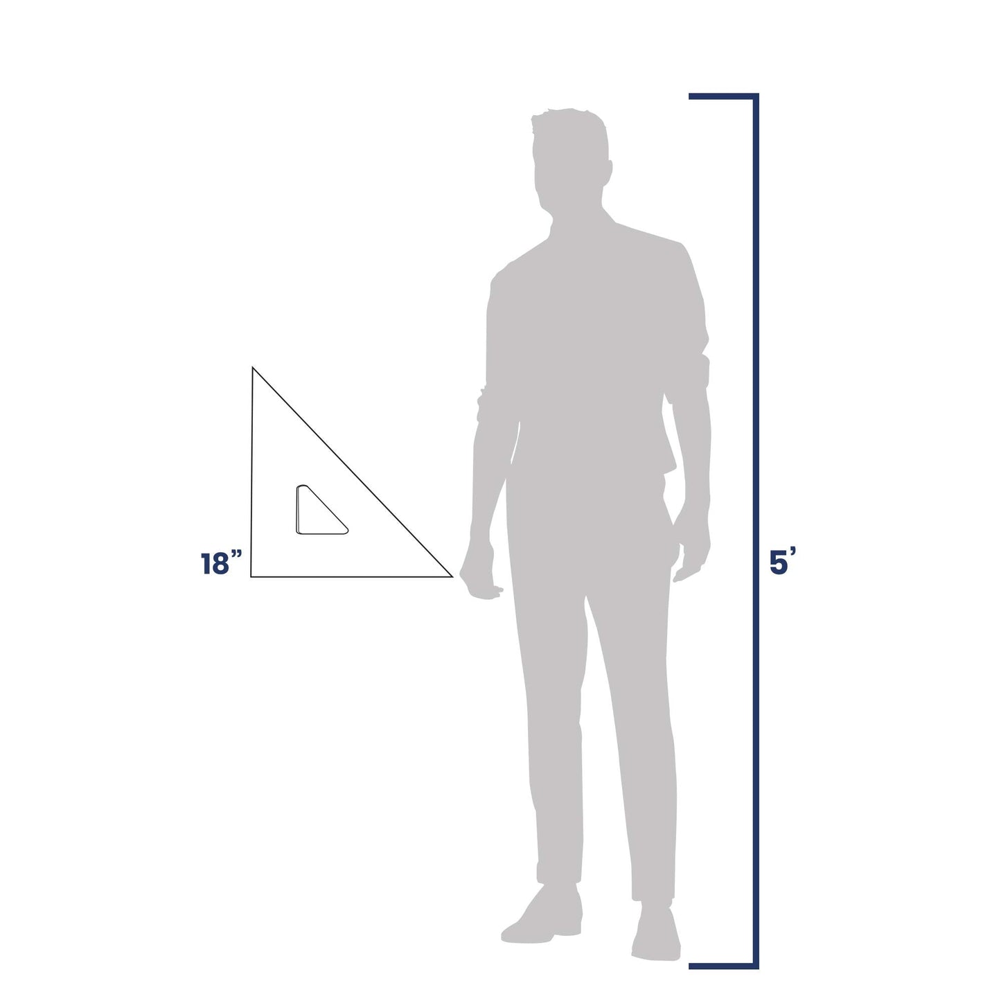 Pacific Arc Drafting Triangle, 18-inch, 45/90 Degrees, Clear Acrylic