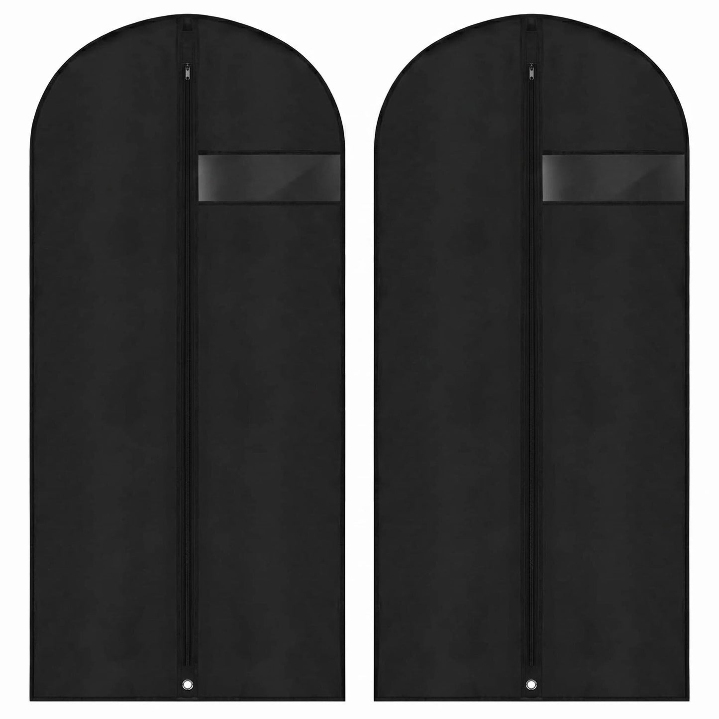 Bekecidi 2 Pcs Garment Bags for Hanging Clothes, Dust-Proof Clear Window Suit Bags for Suits Coats Dresses, Closet Storage & Travel Garment Covers (Black, 63 Inch)