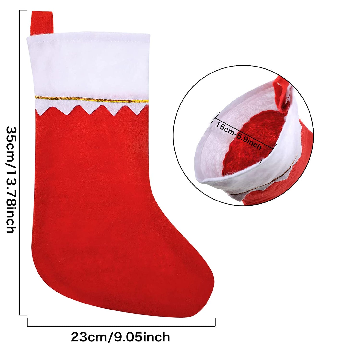 24 Pack Christmas Stockings Bulk 15 Inches Red Felt Xmas Stockings Holiday Big Santa Stockings for Fireplace Hanging Christmas Decorations