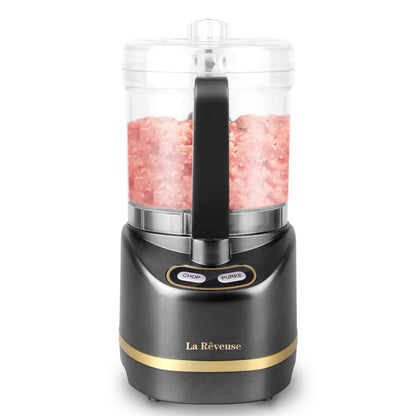 La Reveuse Electric Mini Food Processor Small Chopper 200 Watts 2-Cup Prep Bowl for Mincing Chopping Grinding Blending Pureeing (White)