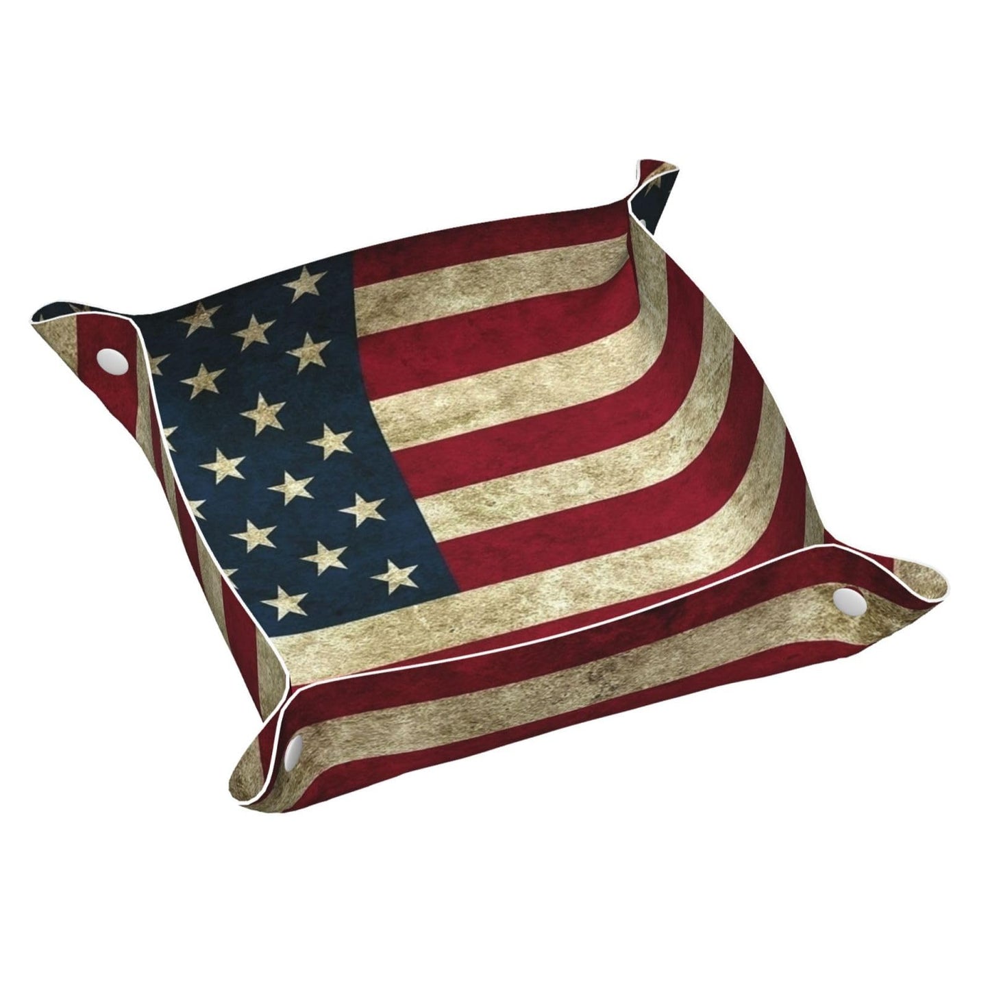 SGFJEWTQ Valet Tray Leather American Flag Patriotic USA Pattern Portable Catchall Tray Desktop Storage Organizer Bedside for Men Women Jewelry Keys Coin Candy Sundries Medium