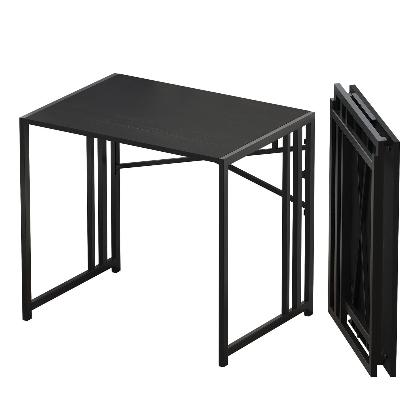Lutown Teen Folding Computer Desk - 32 inch, Writing & Gaming, Small Space Office Desk, Black, No Assembly Required