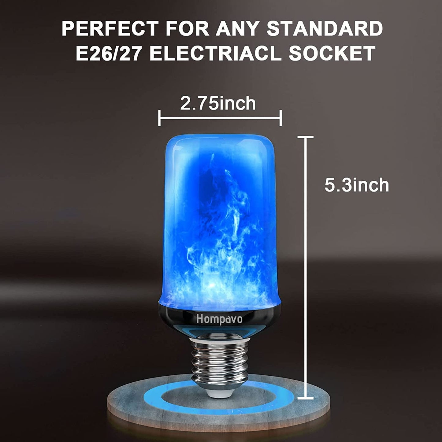 【Upgraded】Hompavo LED Flame Light Bulbs, 4 Modes Flickering Light Bulbs with Upside Down Effect, E26 Flame Bulb for Halloween Christmas Party Patio Porch Home Indoor Outdoor Decorations - 4 Blue