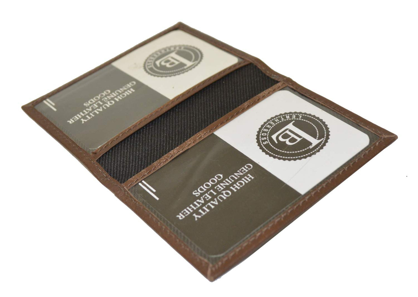 Slim Thin Leather Credit Card Triple ID Window Mini Wallet Bifold Driver License Safe (Brown)