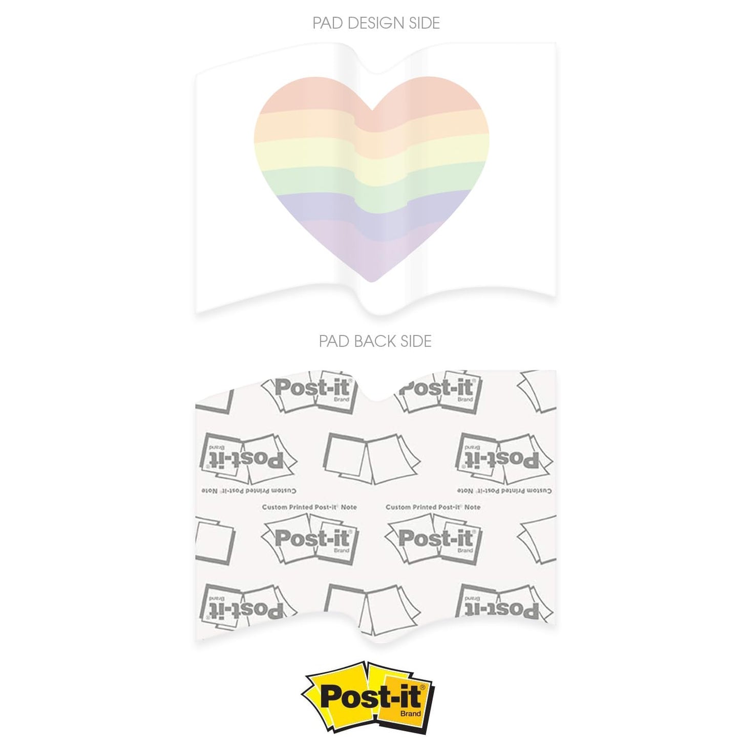 Gay Pride Flag Sticky Note Assortment / 4" x 3" Repositionable LGBTQ Love Sticky Notes/Set of 3 Rainbow Heart Flag Pads/Made in The USA
