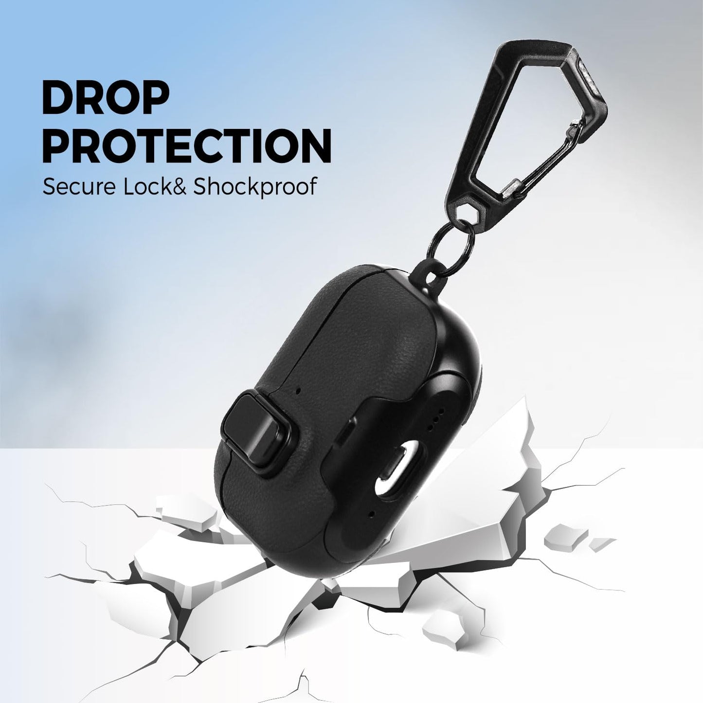 for AirPods Pro 3 Case 2025 3rd Generation with Cleaner Kit,Black Leather Protective Cover with Lock/Stand Compatible with Apple New Air Podspro3,Headphone Case Funda with Carabiner Accessories 4 Men