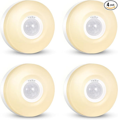 YELKO Night Light Plug in, 200LM Super Bright Plugin Nightlights, [4Pack] LED Motion Sensor Night Lights Plug Into Wall, Auto On/Off Smart Warm White Lights for Bathroom,Hallway,Stairs.