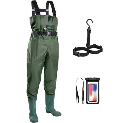 Trudave Chest Waders for Men with Boots, 2-Ply Nylon/PVC Waterproof Fishing & Hunting Waders for Men and Women