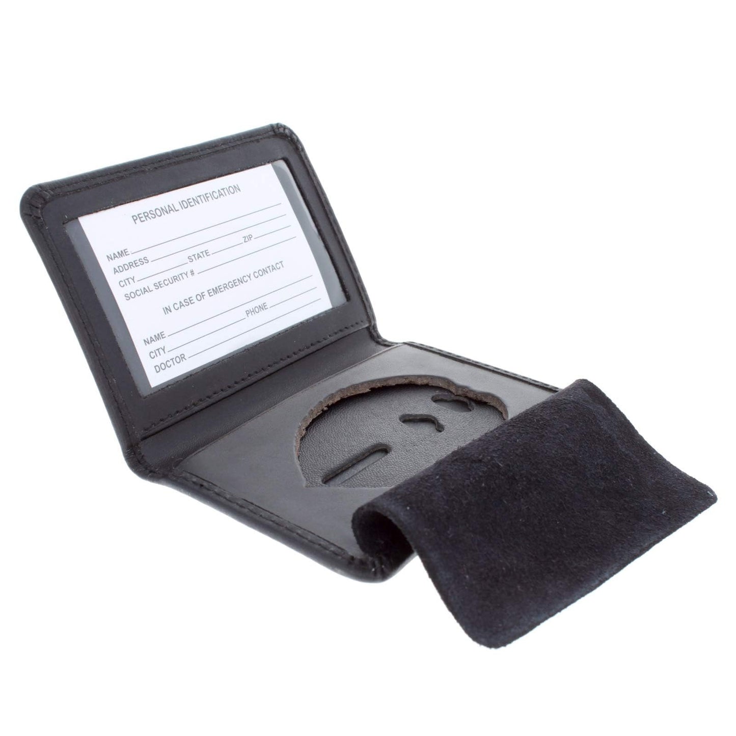 ASR Federal Genuine Leather Unisex Law Enforcement Badge Holder Case - Shield, Basketweave Black