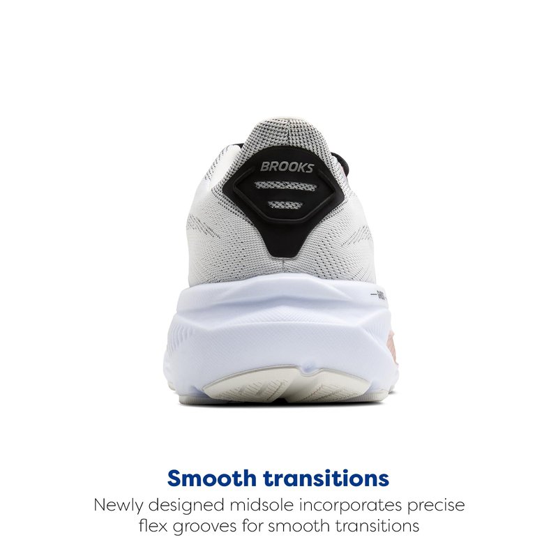 Brooks Women’s Ghost 17 Neutral Running Shoe - White/Black/Rose Gold - 12 Medium
