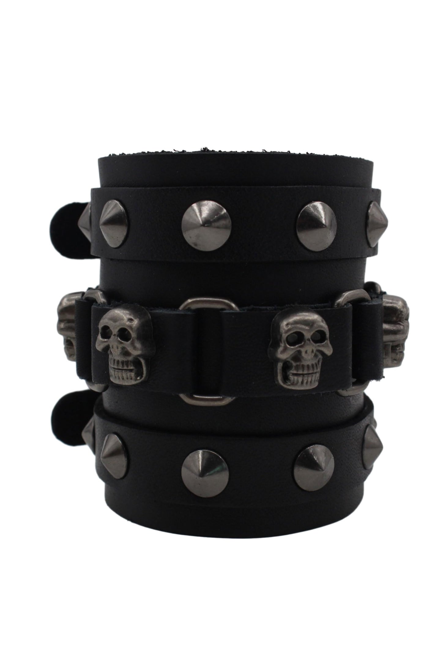Scddboy Men's Wide Cuff Wristband,Punk Rock Biker Wide Gothic Leather Bracelet
