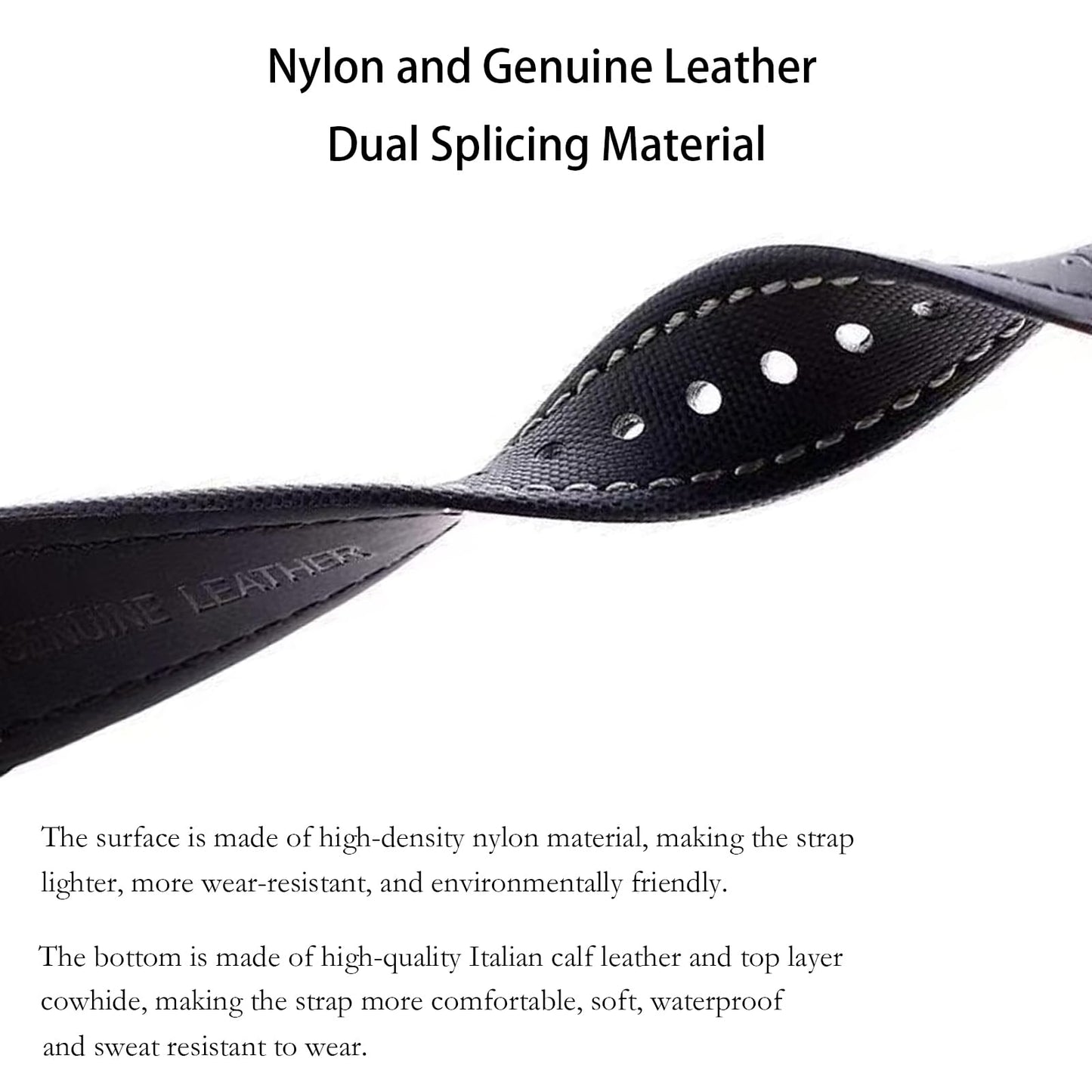 Aoeiwv Nylon Leather Watch Band Quick Release Waterproof Resistant Oxford Fabric Durable Hybrid Premium Nylon Fiber Genuine Leather Universal Replacement Strap 18mm 19mm 20mm 21mm 22mm for Men Women