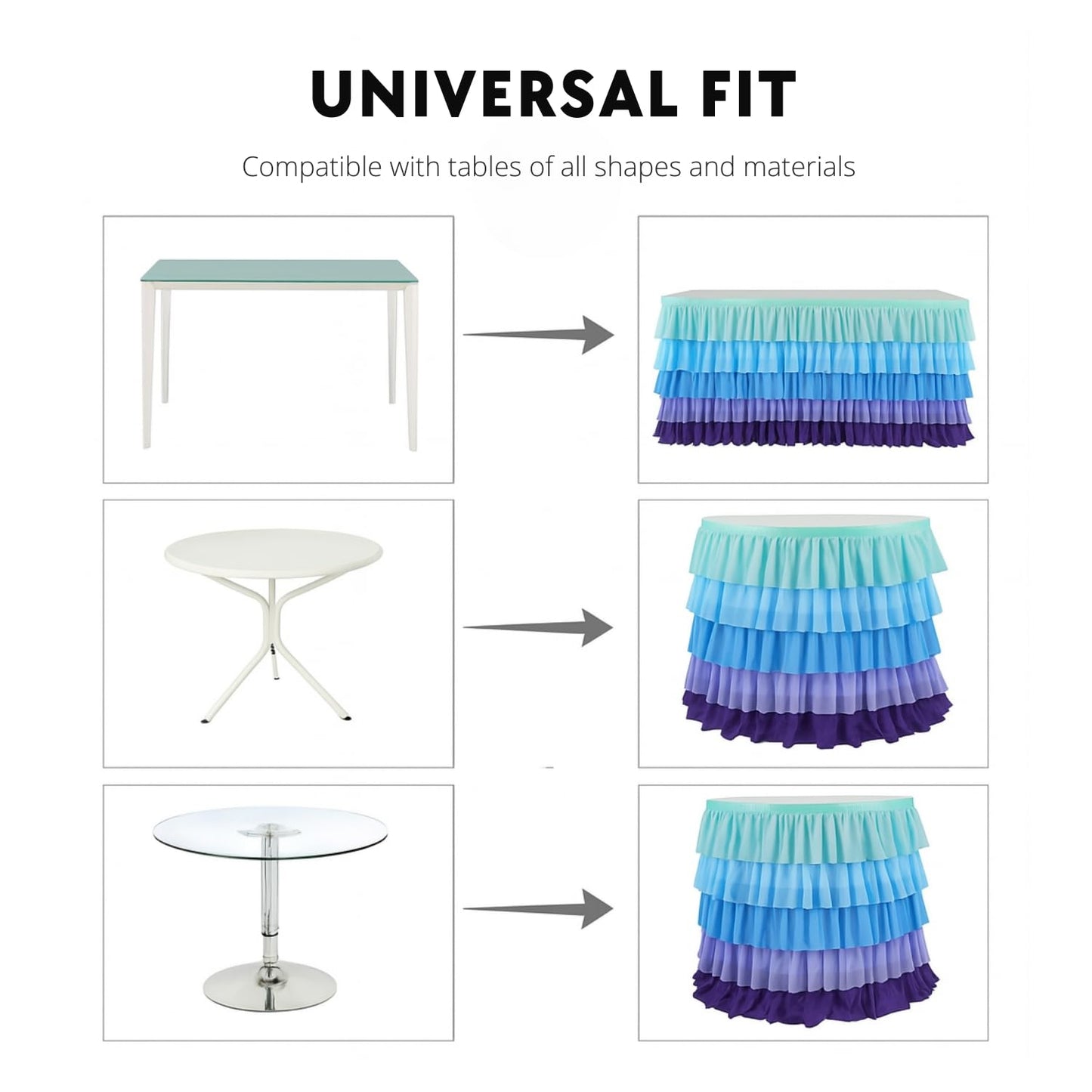 Teacher Desk Skirt 6ft x 30in – Ruffle Table Skirt for Classroom, 100D Chiffon Fabric Back to School Desk Curtain Fabric, Teacher Table Decoration(Pastel Rainbow)
