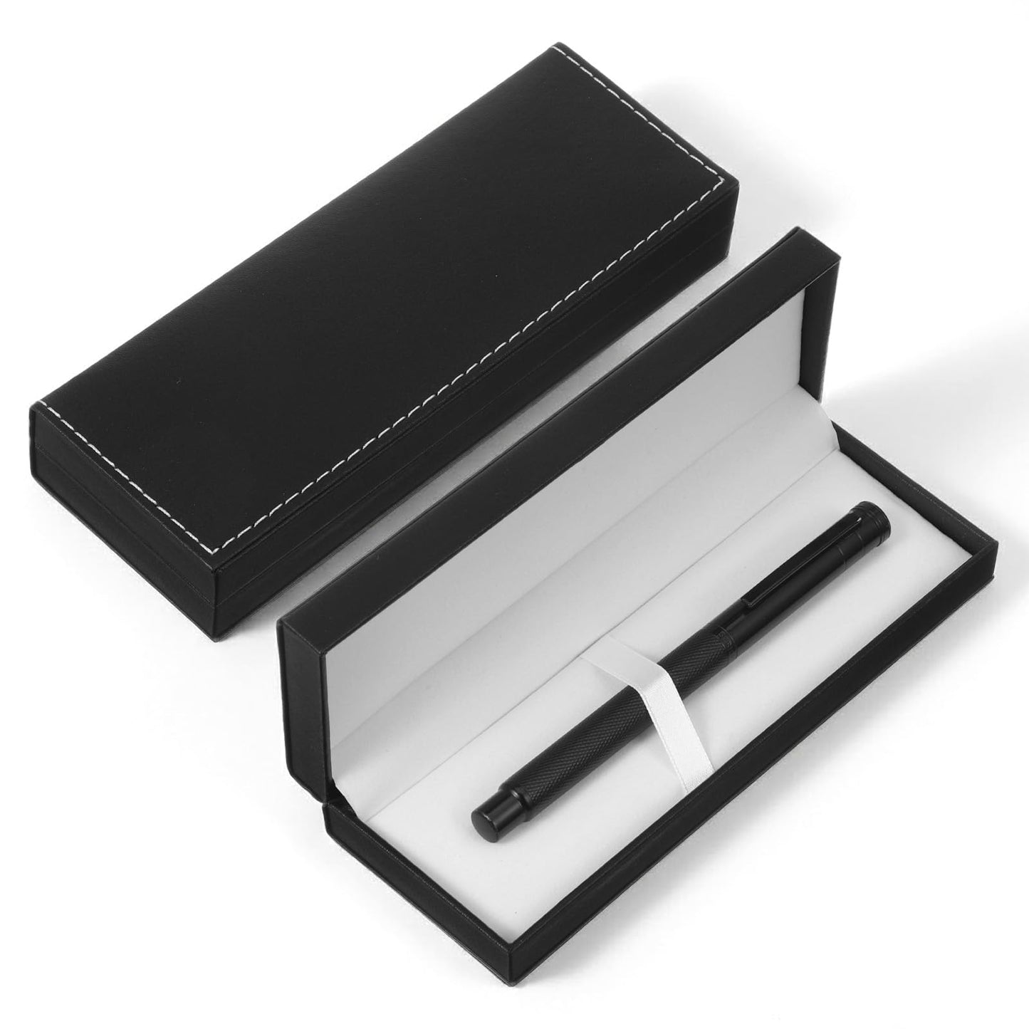 Jxiwfvl PU Leather Pen Box Single Case, Rectangle Pen Display Organizer Pens Gift Box for Fountain and Ballpoint Pens, Men Women Business Office Supplies