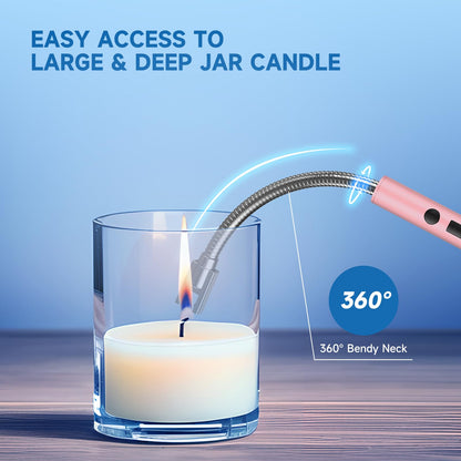 Flame bird 2 Pack Electric Candle Lighter Flameless Arc Windproof Flexible Long Neck USB Rechargeable Lighter for BBQ Grill Fireworks Camping. (Rose Gold)