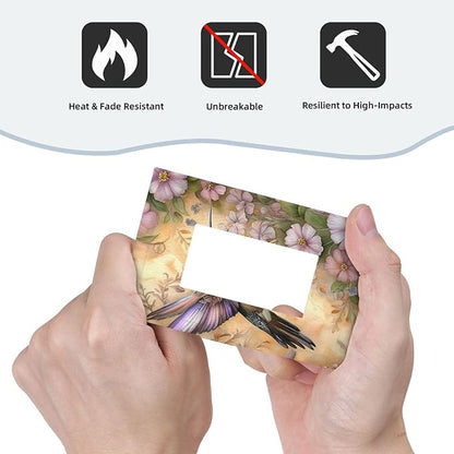 Decorative Art Light Switch Covers Blossom & Hummingbird 1 Gang Rocker Outlet Decorative Switch plate Faceplate GFCI Light Switch Covers for Home Decor