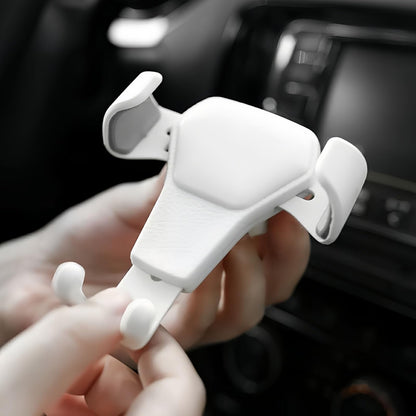 Universal Cell Phone Car Holder, Air Vent Mount Mobile Stand Support for Smartphone, Automobile Hands-Free Cradle Stand, White