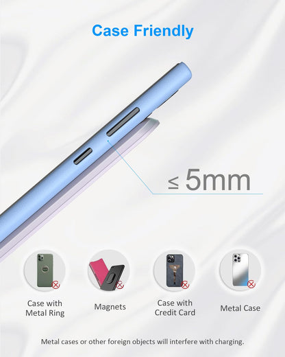 NANAMI Upgraded Fast Wireless Charger, Qi-Certified Wireless Charging Stand Compatible with Samsung Galaxy S25/S24/S23/S22/S21/S20 & Qi Phone Charger for iPhone 17/17 Air/16/16 Plus/16 Pro/15/14/13