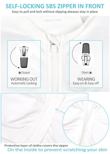 Women's Zip Front Sports Bra - Wireless, Padded, Racerback, Running, Yoga, Seamless Mastectomy Bra - Post-Surgery Zipper Closure