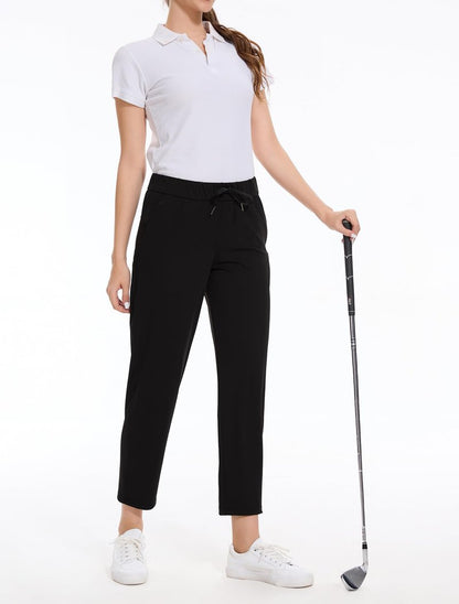 Orrstarry 2 Pack Women's Golf Pants with Deep Pockets Stretch 7/8 Ankle Sweatpants for Athletic, Work, Travel, Lounge Black/Navy Blue S