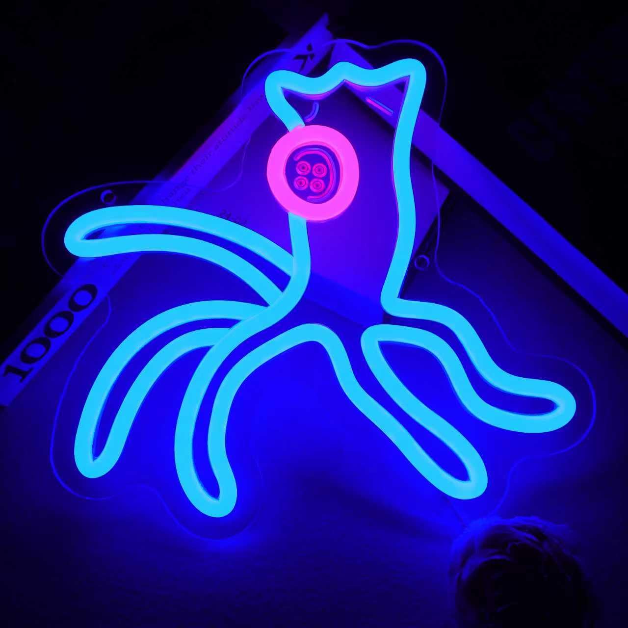 MOERBENCHI ﻿﻿Coralline Octopus Neon Sign with One Button Eye LED Light Sign for Wall Decor, USB Powered Blue Ocean Animal Light for Bedroom Bar Aquarium Game Room, Kids Birthday Gift