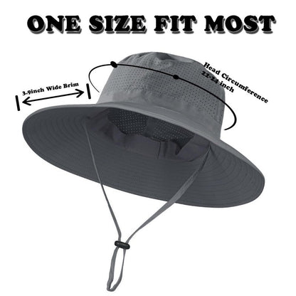 Rosoz Sun Hat for Men Women Cooling Boonie Hats Breathable Wide Brim Fishing Bucket Hat Beach Hat Safari Hiking Garden Summer UV Protection Black