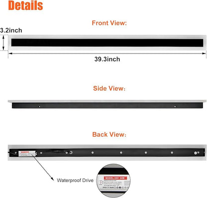 TooCust 2 Pack 40in Long Outdoor Modern LED Wall Sconce - IP65 Waterproof, 50W Warm 3000K Light for Garage, Narrow Strip Light, Wired Installation