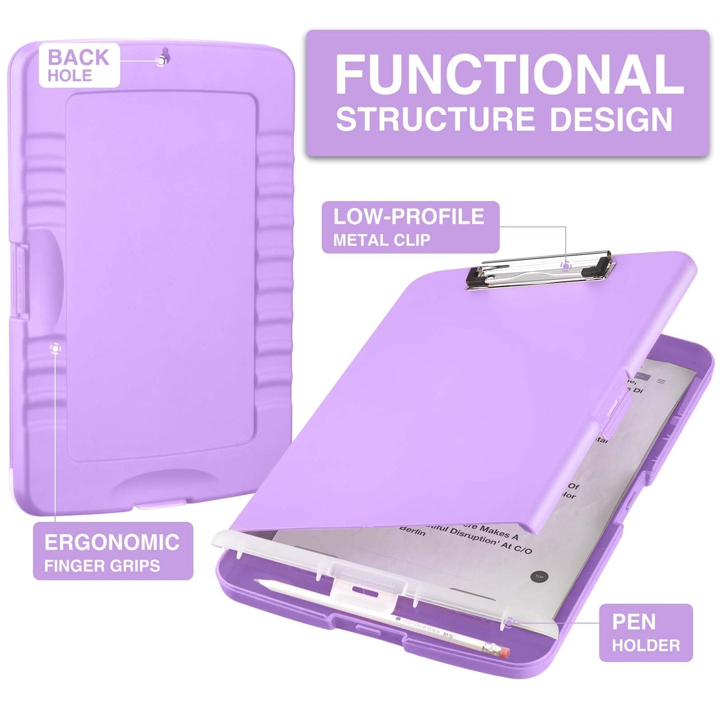 Sooez Clipboard with Storage, Clip Board 8.5 x 11 with Pen Holder, Plastic Organization Case Box for Letter Legal A4 Size Paper, Low Profile Clip, Nurses Teachers Must Haves, School & Office Supplies