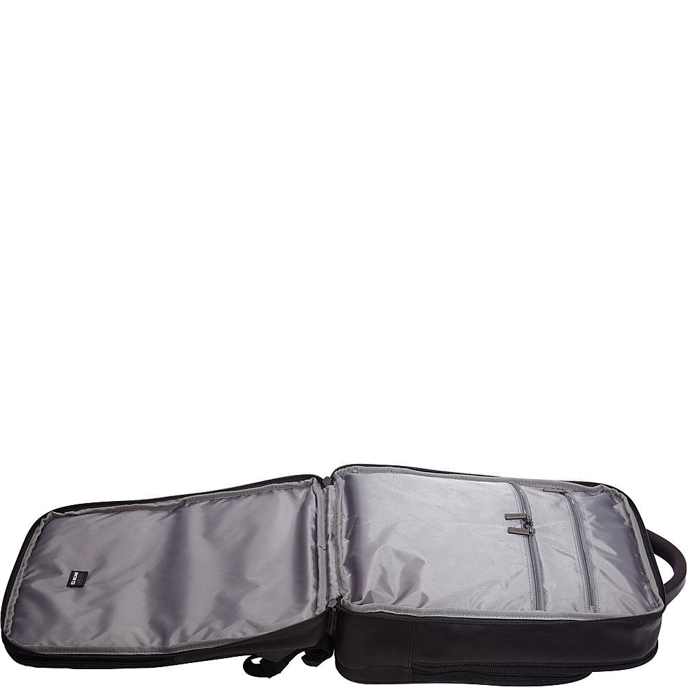Kenneth Cole Reaction Manhattan Colombian Leather Slim 16" Laptop & Tablet Checkpoint-Friendly Anti-Theft RFID Business Book Bag Backpack, Black